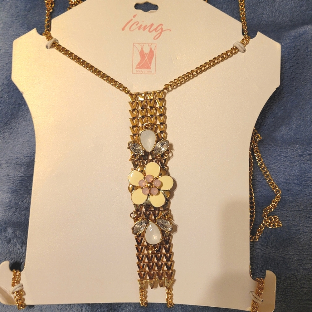 NWT Body Chain Flower & Rhinestones
